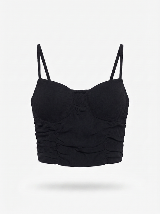 Crop Top Drapeado Preto