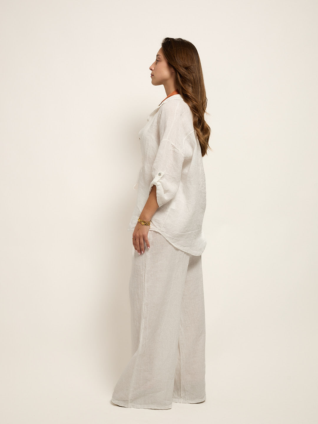 Conjunto Camisa  Linho Branco