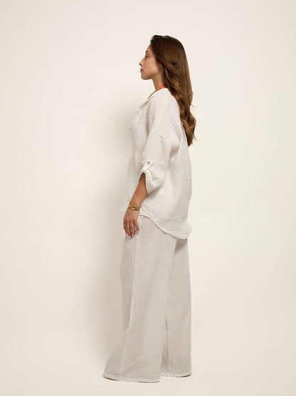 Conjunto Camisa  Linho Branco