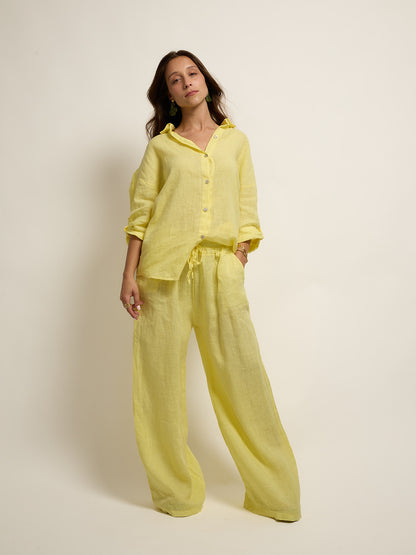 Conjunto Camisa Linho Amarelo