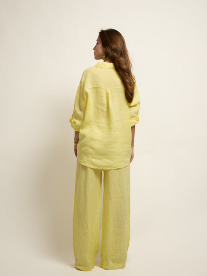 Conjunto Camisa Linho Amarelo