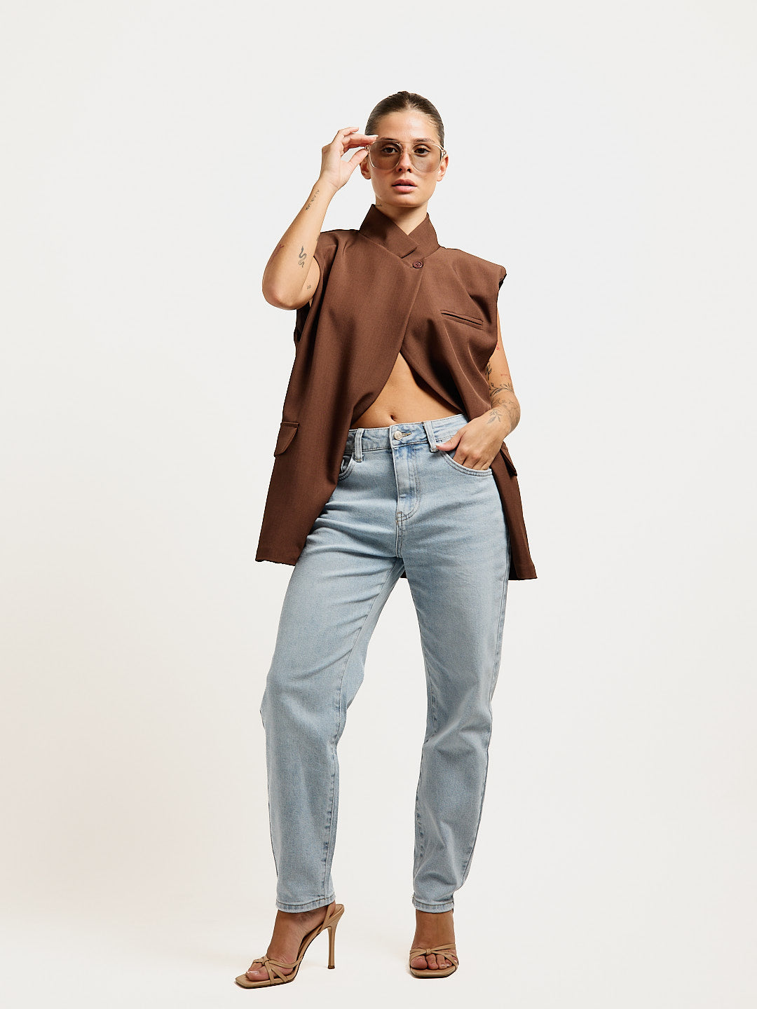 Brown Double-Breasted Vest