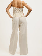 Pantaloni sartoriali a gamba larga color bianco sporco