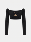 Crop Top Pingente Preto