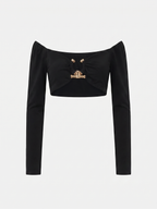 Crop Top Pingente Preto
