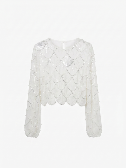 Camicetta bianca con paillettes