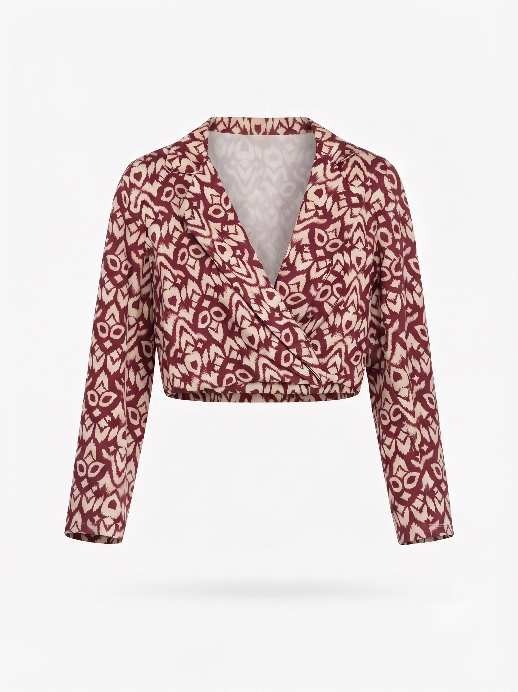 Blusa Cropped Padrão Bordeaux