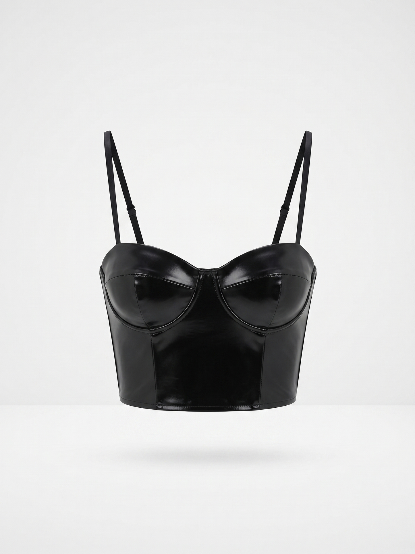 Top corsé de cuero negro