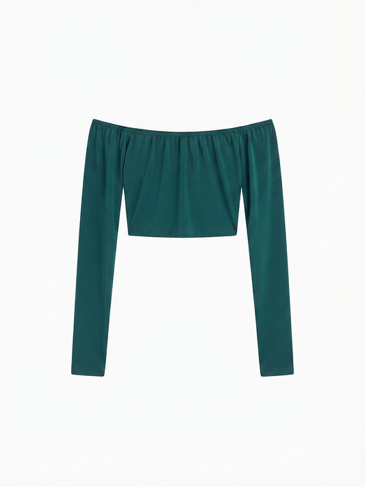 Top corto con ciondolo verde