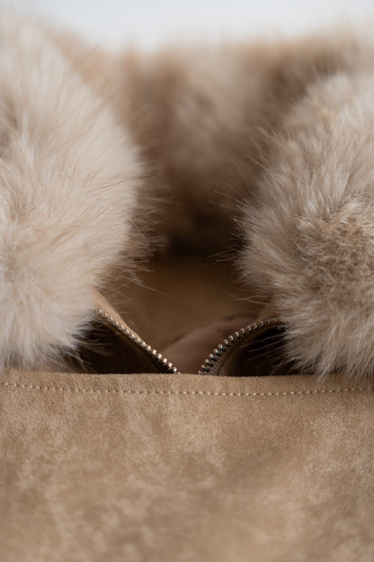 Beige Jacket with Removable Fur