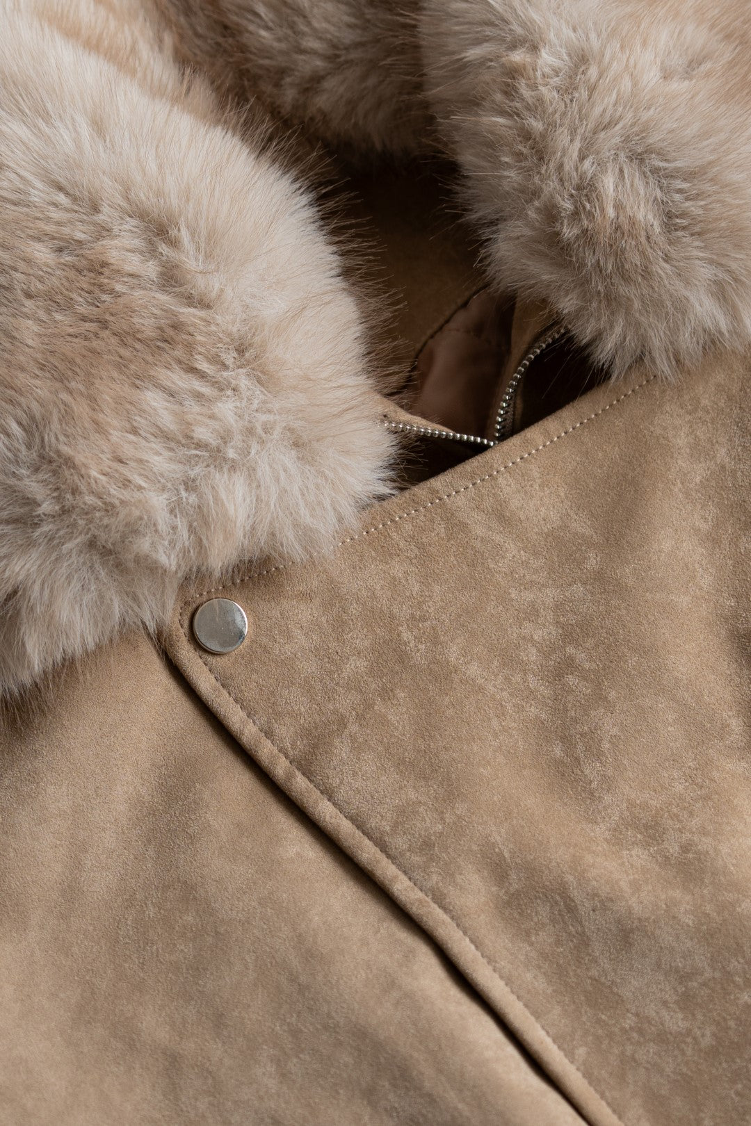 Beige Jacket with Removable Fur