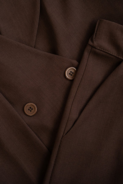 Brown Suit with Tie Detail