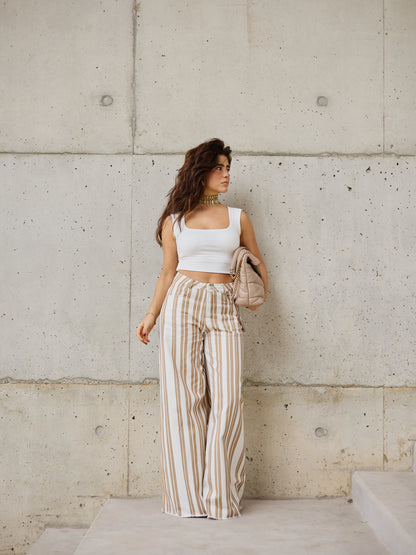 Calças Estilo Pantalona Riscas