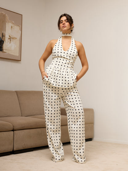 Conjunto Top e Calças Padrão Bolas