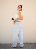 Calças Balloon Denim Clara