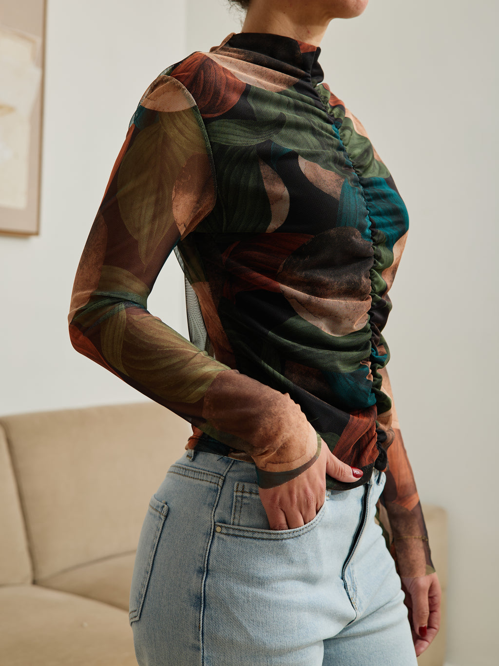 Koszula z przezroczystym tyłem i kropkami