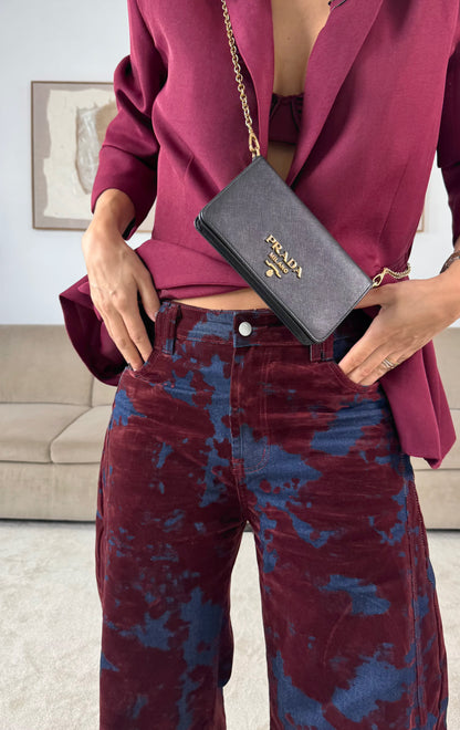 Balloon Pants Tie-Dye Pattern Bordeaux Velvet