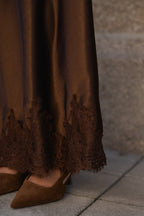 Long Brown Satin Skirt
