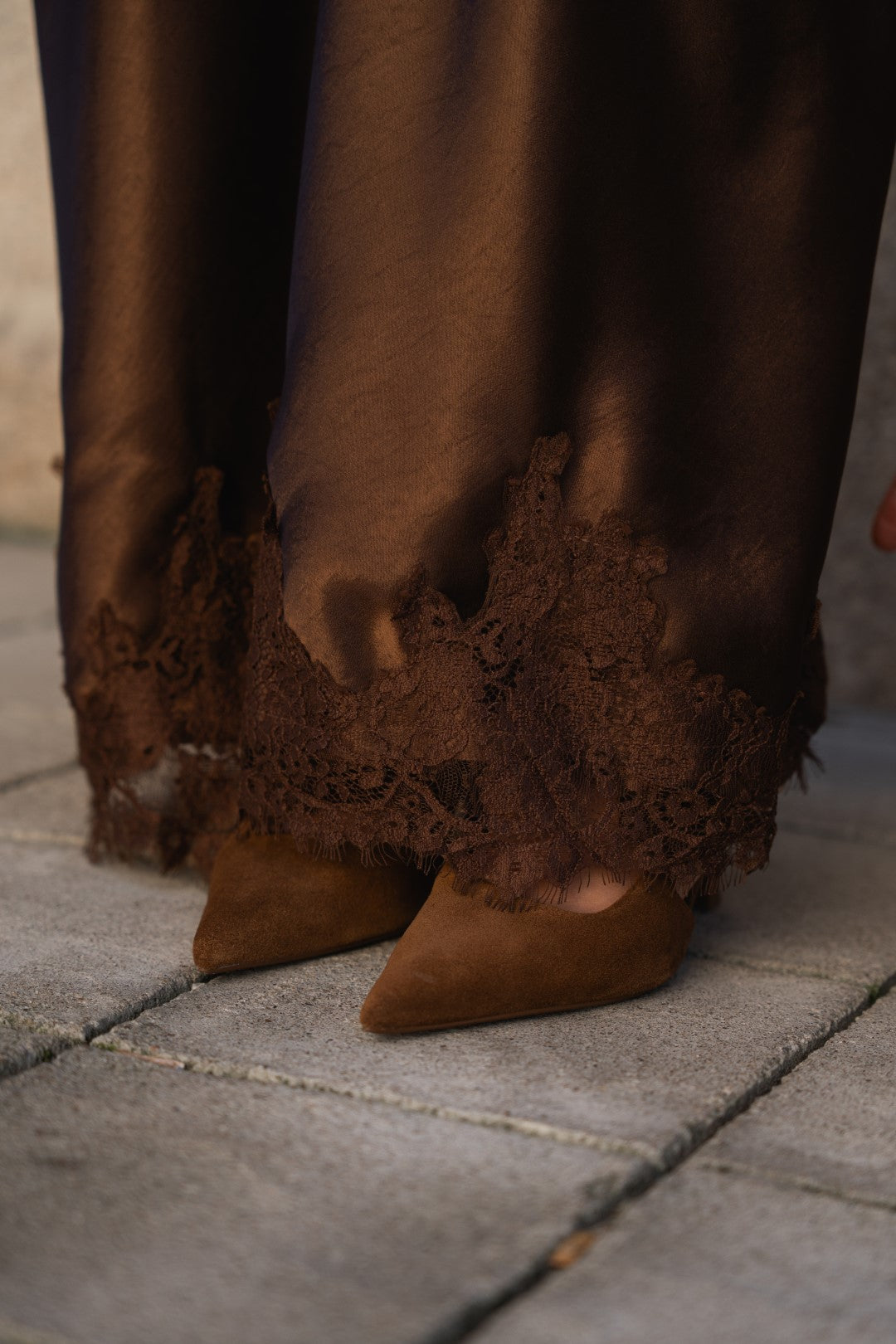 Long Brown Satin Skirt