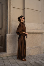Long Brown Satin Skirt
