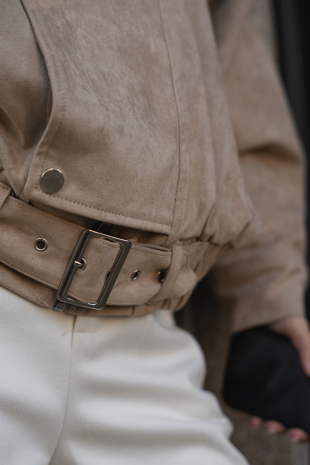 Beige Jacket with Removable Fur