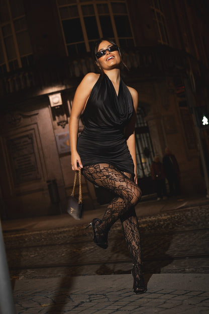 Black Short Dress with Open Back