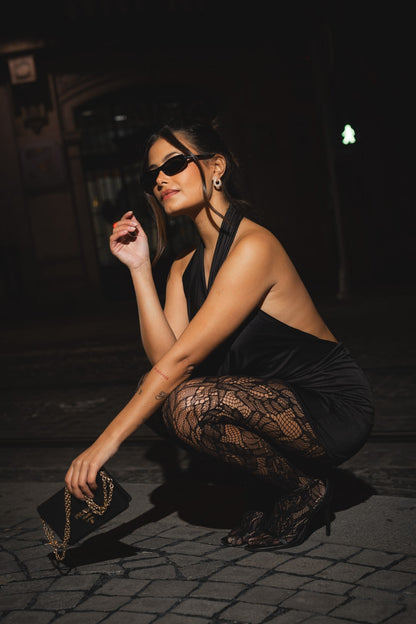 Black Short Dress with Open Back