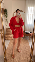 Calções Linho Vermelho