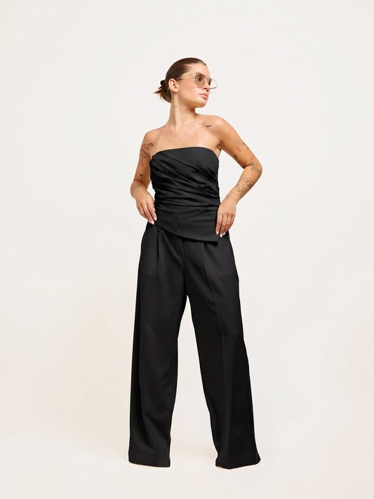 Conjunto Top Drapeado Preto