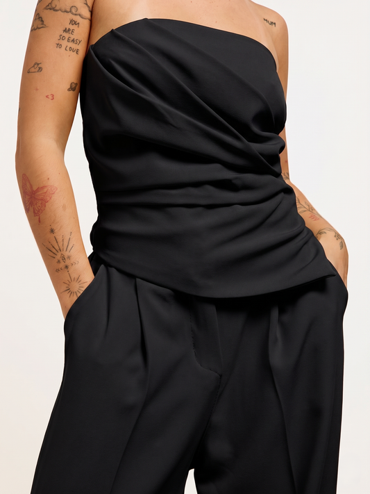 Conjunto Top Drapeado Preto