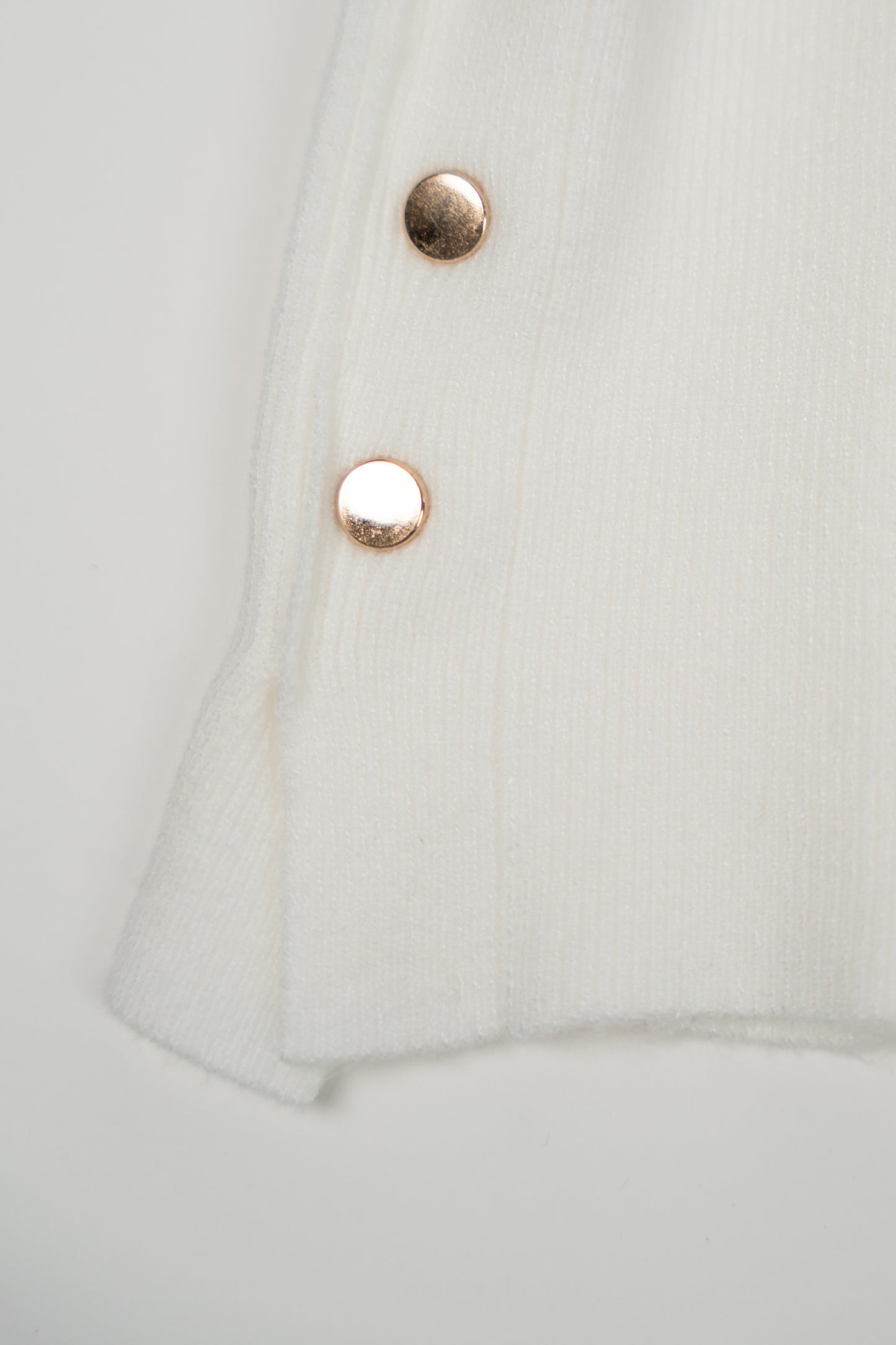White Knit Sweater with Gold Details