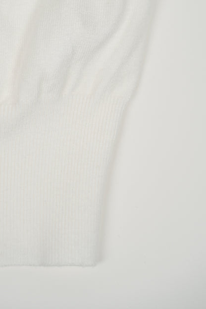 White Knit Sweater with Gold Details