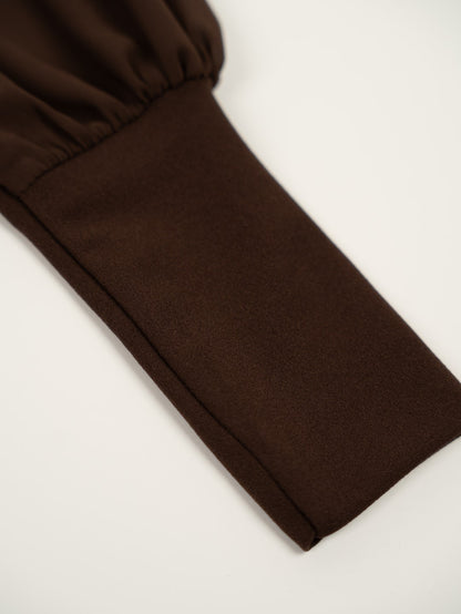 Brown Draped Back Dress