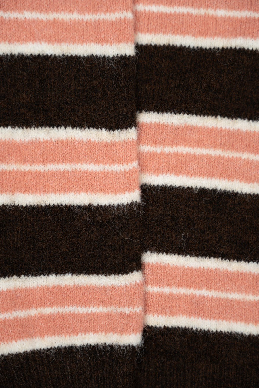 Pink and Chocolate Striped Knit Polo Shirt