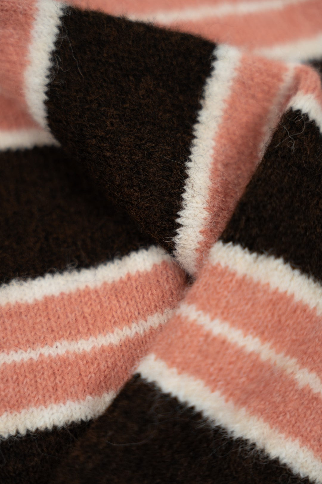 Pink and Chocolate Striped Knit Polo Shirt