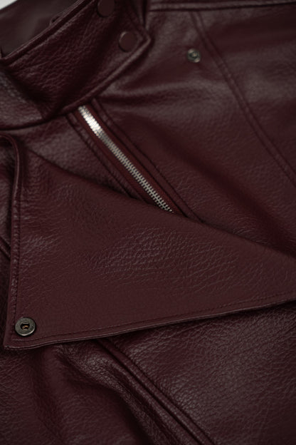 Blusão Ecopele Detalhe Gola Bordeaux