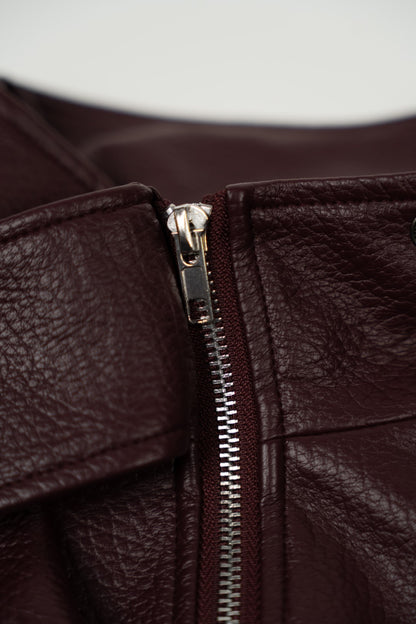Blusão Ecopele Detalhe Gola Bordeaux