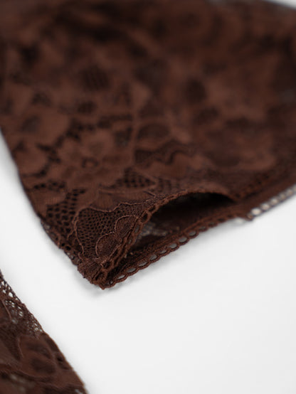 Brown Lace Midi Dress