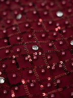 Vestido Comprido Pérolas Bordeaux