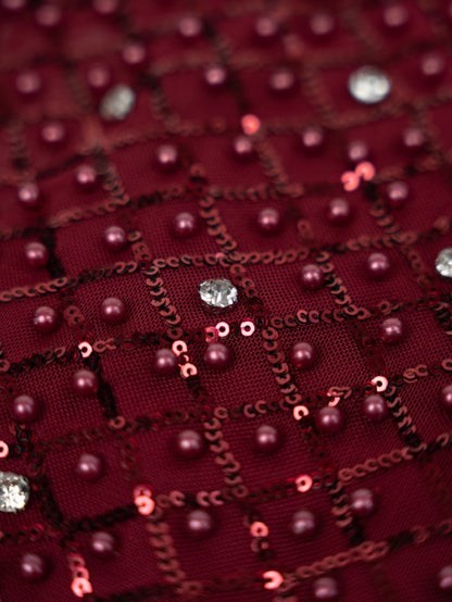 Vestido Comprido Pérolas Bordeaux