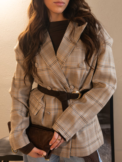 Oversize'owa marynarka w kratę