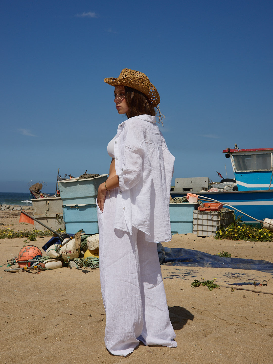 Conjunto Camisa  Linho Branco