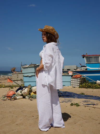 Conjunto Camisa  Linho Branco