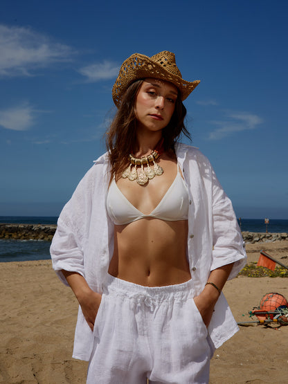 Conjunto Camisa  Linho Branco