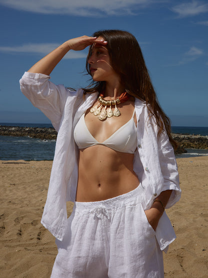 Conjunto Camisa  Linho Branco