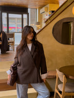 Blazer Oversize Risca Diplomática Chocolate