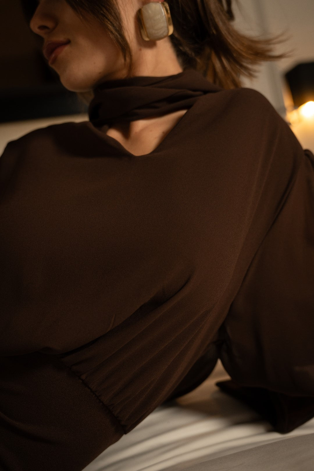 Brown Draped Back Dress