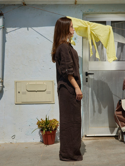 Conjunto Camisa Linho Castanho