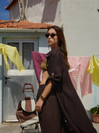 Ensemble chemise/robe en lin marron