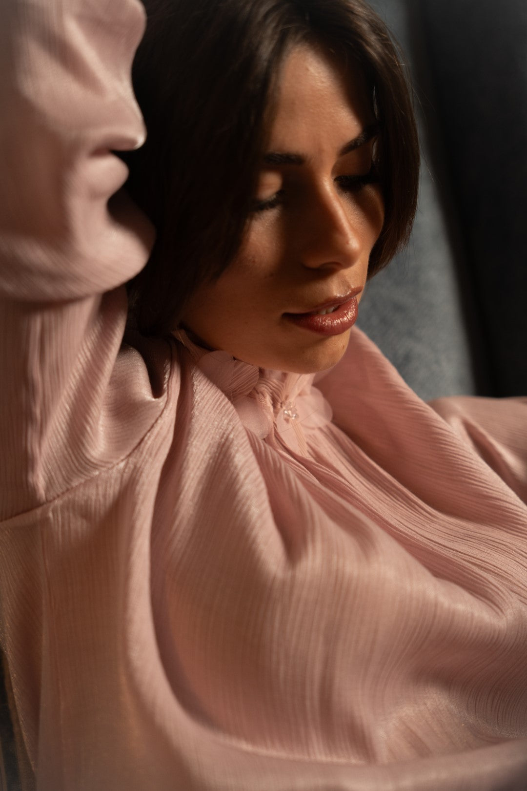 Blouse with Floral Detail, Old Rose